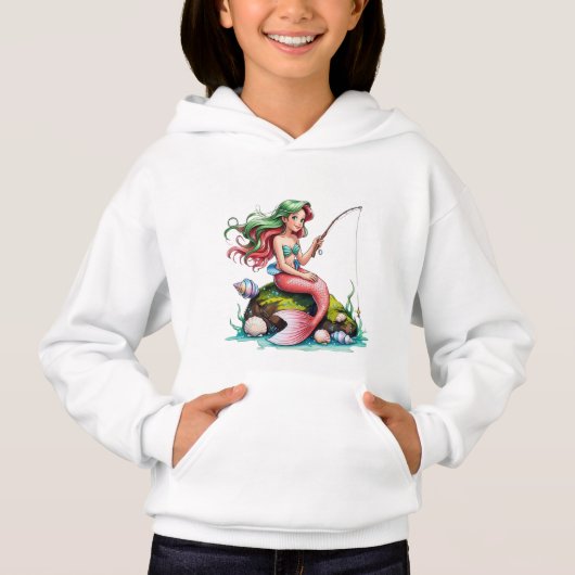 Mermaid on Rock – Kids’ Hoodie (Vorderseite)