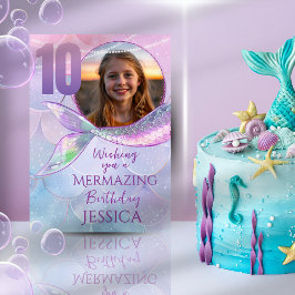 Mermaid One Photo 10th Birthday Card Karte
