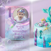 Mermaid One Photo 1st Birthday Card Karte