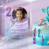 Mermaid One Photo 2nd Birthday Card Karte