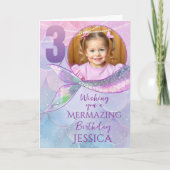 Mermaid One Photo 3rd Birthday Card Karte (Vorderseite)