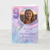 Mermaid One Photo 9th Birthday Card Karte (Vorderseite)
