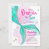 Mermaid One the Sea Pool Party Girl Erster Geburts Einladung (Vorderseite)