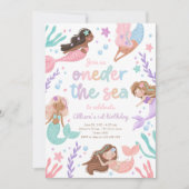 Mermaid Oneder Sea 1. Geburtstag Einladung (Vorderseite)