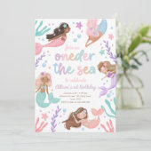 Mermaid Oneder Sea 1. Geburtstag Einladung (Stehend Vorderseite)