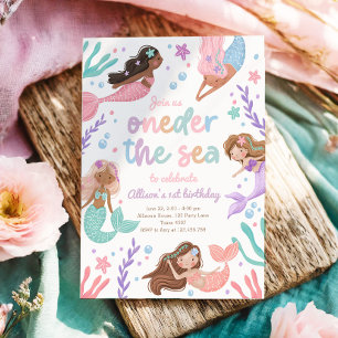Mermaid Oneder Sea 1. Geburtstag Einladung
