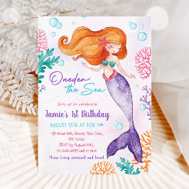 Mermaid Oneder Sea 1. Geburtstag Party Einladung