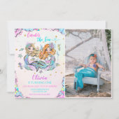 Mermaid Oneder Sea 1. Geburtstag Party Foto Einladung (Vorderseite)