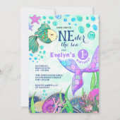 Mermaid ONEder the Sea 1. Geburtstag Einladung (Vorderseite)