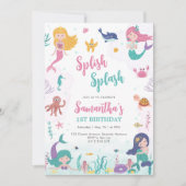 Mermaid Oneder The Sea 1st Birthday Invitation Einladung (Vorderseite)