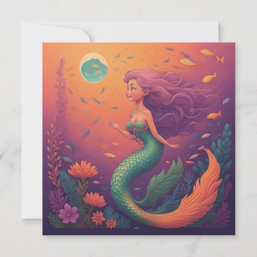 Mermaid Orange Karte (Vorderseite)