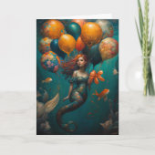 Mermaid Painting Birthday Balloons Karte (Vorderseite)