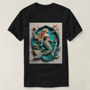 Mermaid Paper Art Design T - Shirt