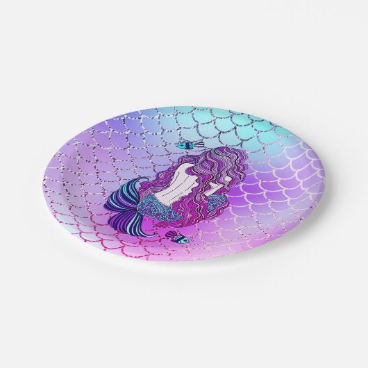 Mermaid Paper Party Teller (Schrägansicht)