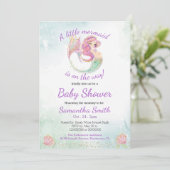 Mermaid Party Baby Dusche Glitzer unter dem Meer Einladung (Stehend Vorderseite)
