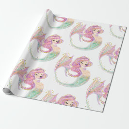 Mermaid PARTY BABY SHOWY WHITE Wrapping Paper Geschenkpapier