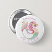 Mermaid Party Babydusche weiß Button (Vorne & Hinten)