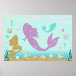 Mermaid Party Backdrop Mermaid Poster