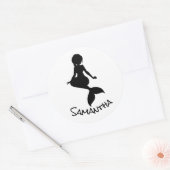 Mermaid Party Black Classic Round Aufkleber (Umschlag)