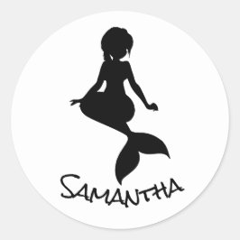 Mermaid Party Black Classic Round Aufkleber