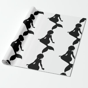Mermaid Party Black Wrapping Paper Geschenkpapier