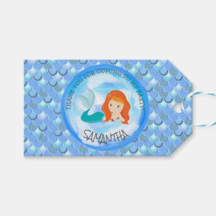 Mermaid Party Blue Vielen Dank Tag Geschenkanhänger
