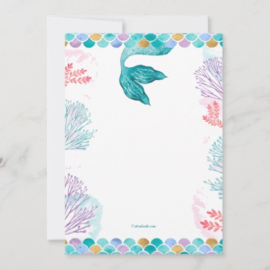 Mermaid Party Einladung (Rückseite)