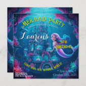 Mermaid Party - Einladung zum Geburtstag (Vorne/Hinten)