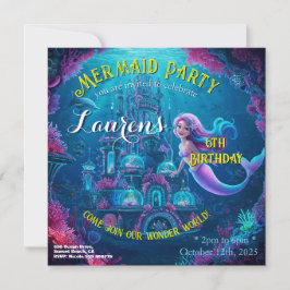 Mermaid Party - Einladung zum Geburtstag