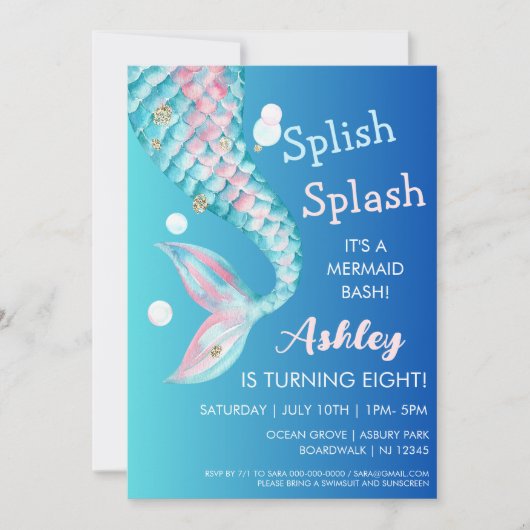 Mermaid Party | Einladung zum Geburtstag (Vorderseite)