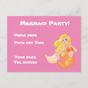 Mermaid Party Einladungspostkarte
