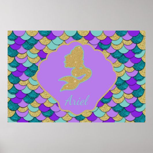 Mermaid Party Hintergrund Mermaid Poster-Zeichen Poster (Vorne)
