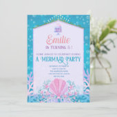 Mermaid Party Invitation Einladung (Stehend Vorderseite)