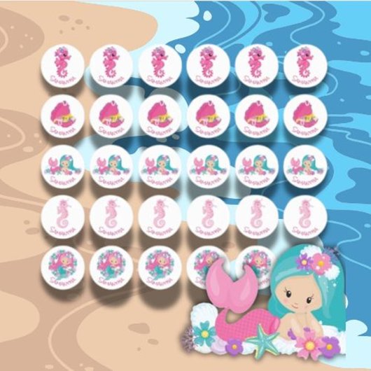 Mermaid Party Lila Blume Labels Etiketten