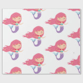 Mermaid Party Lila Wrapping Paper Geschenkpapier (Flach)