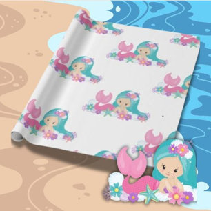Mermaid Party Lila Wrapping Paper Geschenkpapier