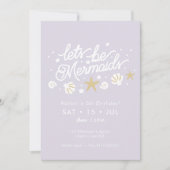 Mermaid Party Lilac & Gingham Girls Geburtstag Einladung (Vorderseite)