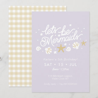 Mermaid Party Lilac & Gingham Girls Geburtstag Einladung
