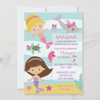 Mermaid Party / Mermaid Geburtstag Einladung