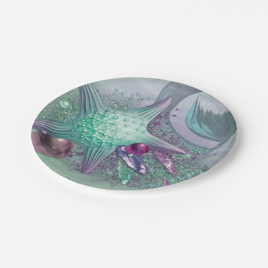 Mermaid Party Pieces Pappteller (Schrägansicht)