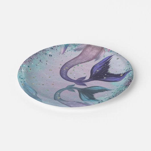 Mermaid Party Pieces Pappteller (Schrägansicht)