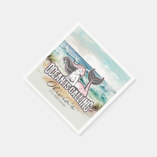 Mermaid Party Pink Serviette (Ecke)