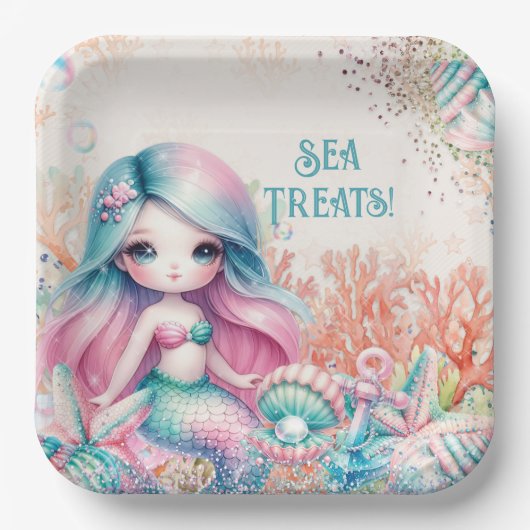 Mermaid Party Plate Pappteller (Vorderseite)