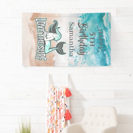 MERMAID PARTY Surf Blue Theme Banner (Insitu)