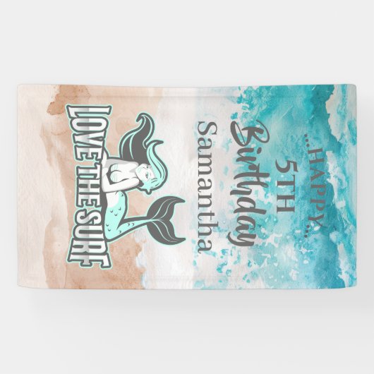 MERMAID PARTY Surf Blue Theme Banner (Horizontal)