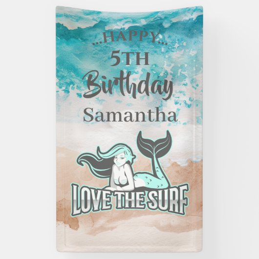 MERMAID PARTY Surf Blue Theme Banner (Vertikal)