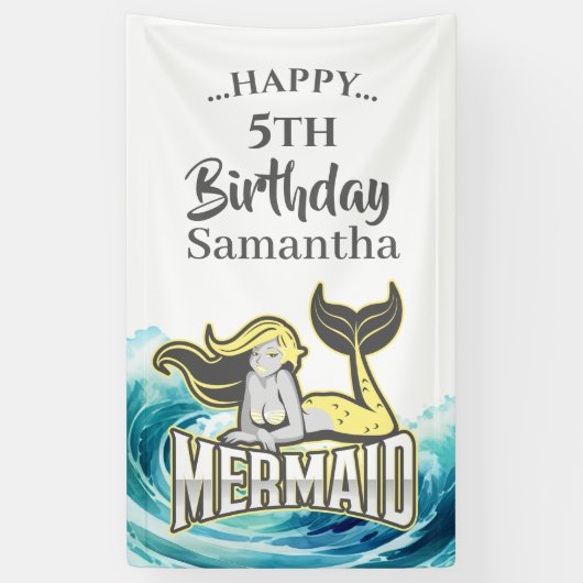MERMAID PARTY Surf gelb Thema Banner (Vertikal)