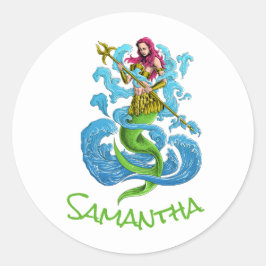 Mermaid Party Warrior Classic Round Aufkleber