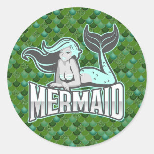 Mermaid Party Warrior Classic Round Aufkleber
