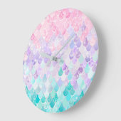Mermaid Pastel Girls Kinderzimmer Clock Große Wanduhr (Winkel)
